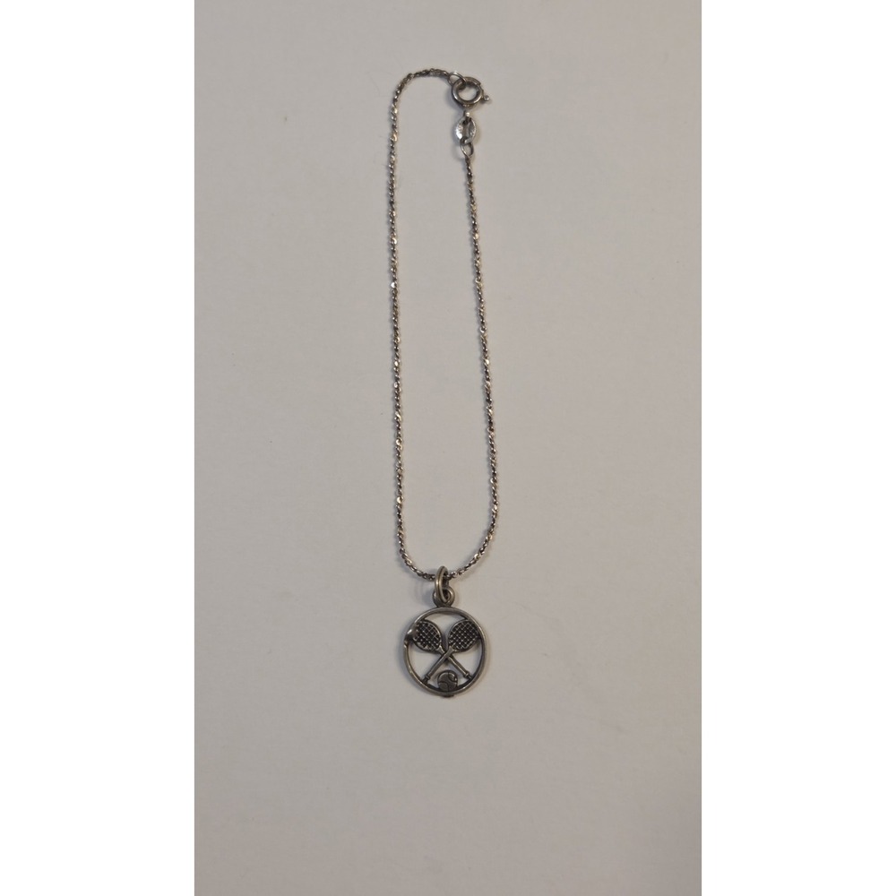 Vintage Italian Sterling Silver 8" Rope‎ Bracelet Dangle Tennis Charm